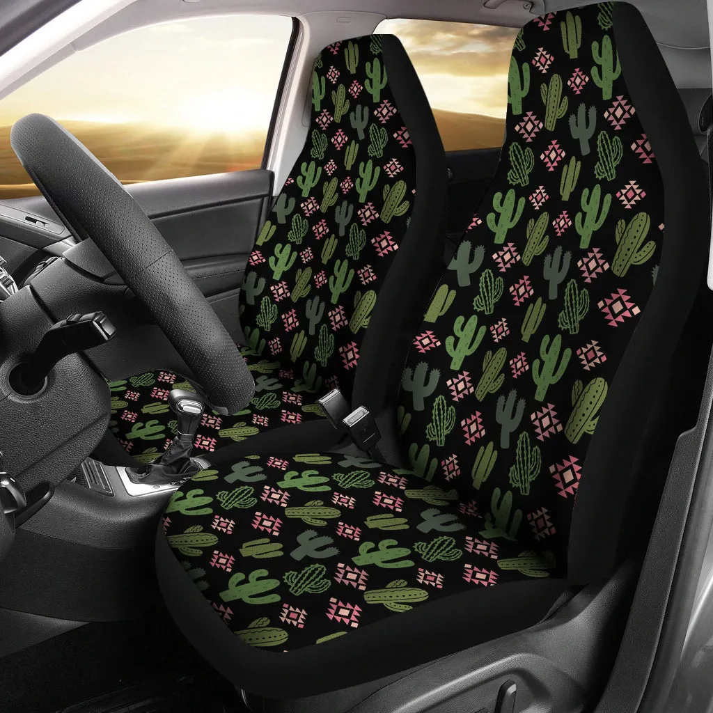 Green, Pink, Cactus Car Seat Covers Set Desert Southwestern