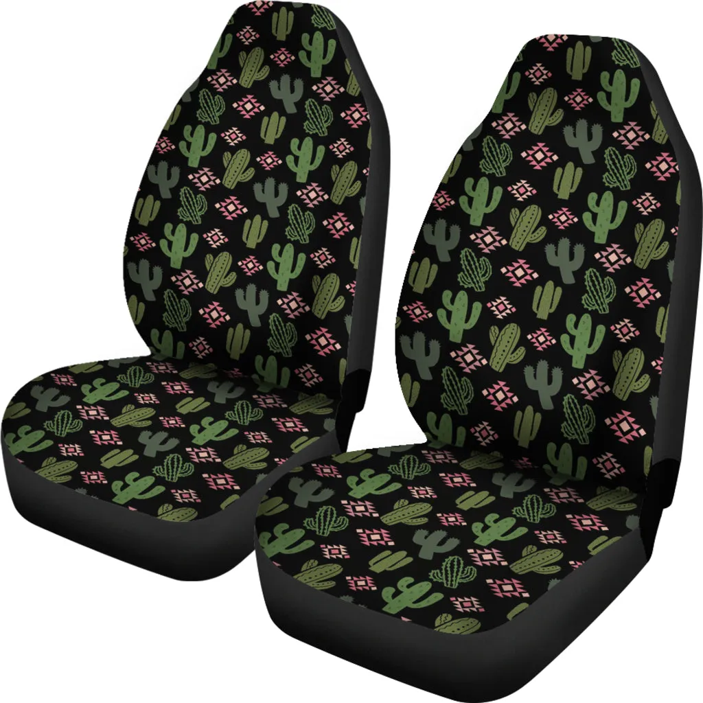Green, Pink, Cactus Car Seat Covers Set Desert Southwestern