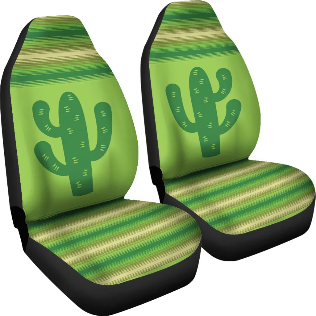 Green Serape Cactus Car Seat Covers Set