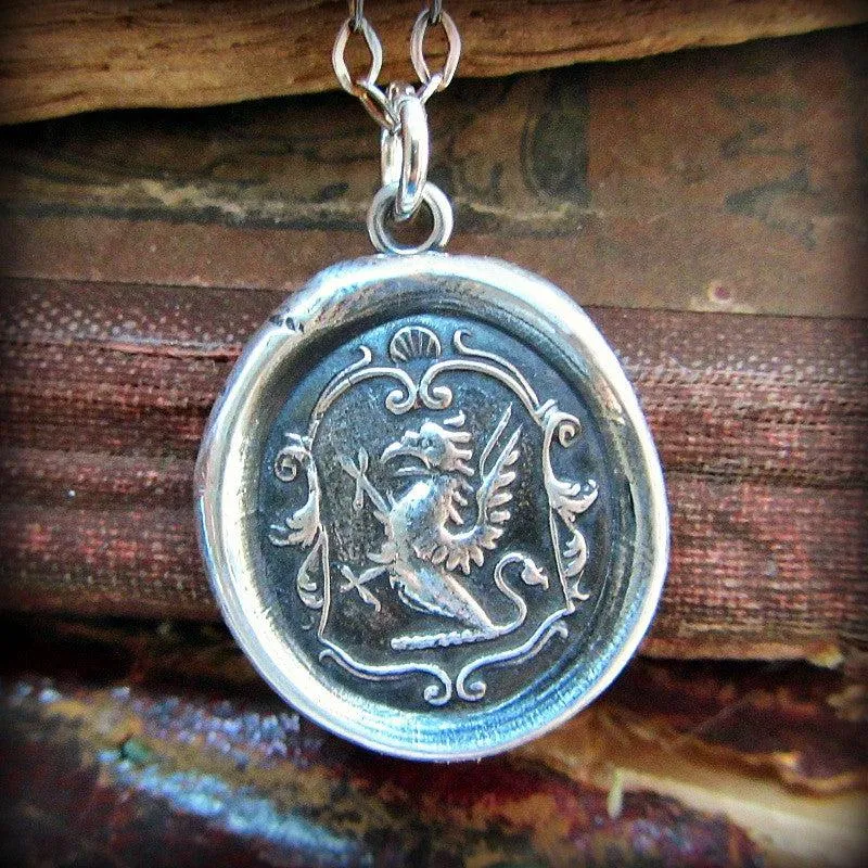 Griffin Wax Seal Crest Necklace | Courage, Perseverance & Watchfulness