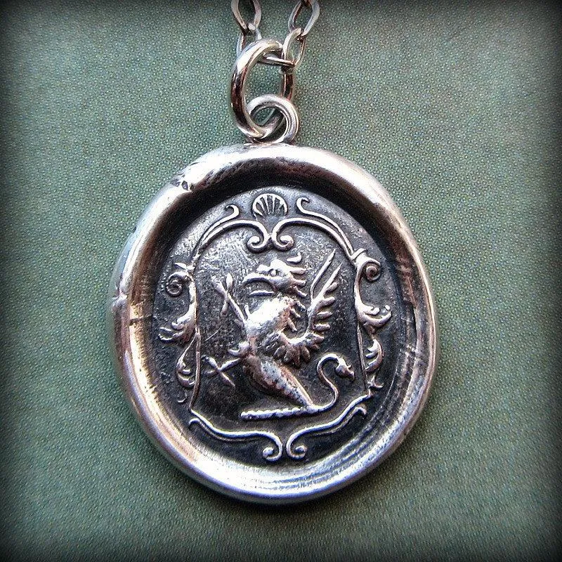 Griffin Wax Seal Crest Necklace | Courage, Perseverance & Watchfulness