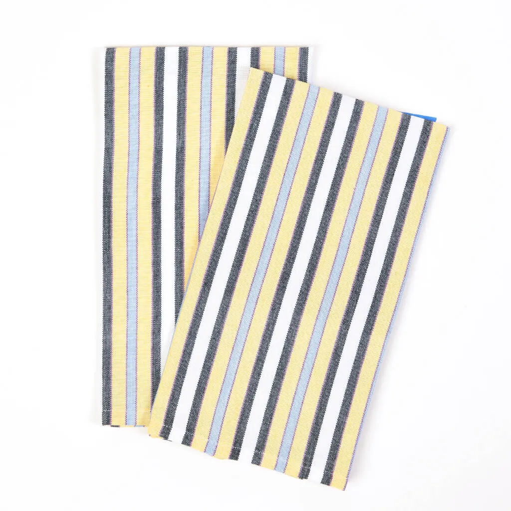 Hand Woven Striped Kitchen Towels | Country French