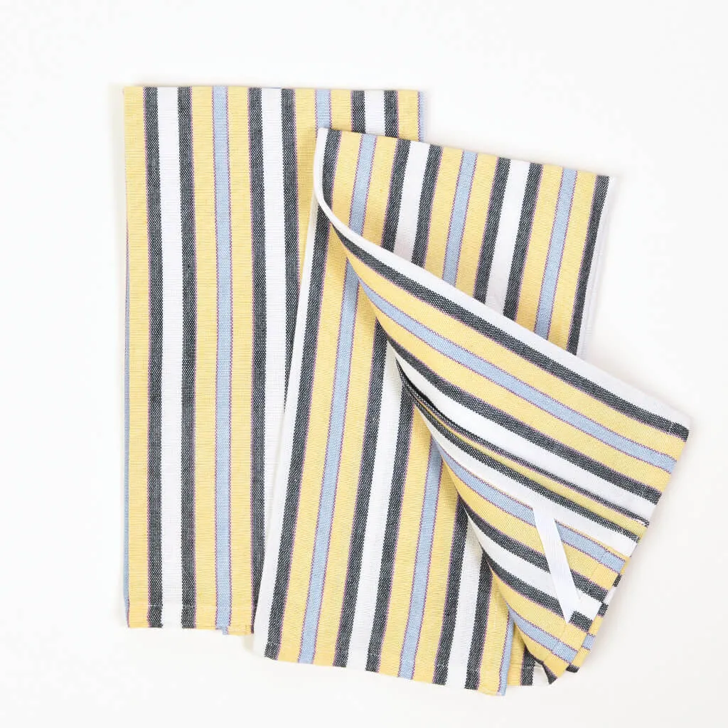 Hand Woven Striped Kitchen Towels | Country French