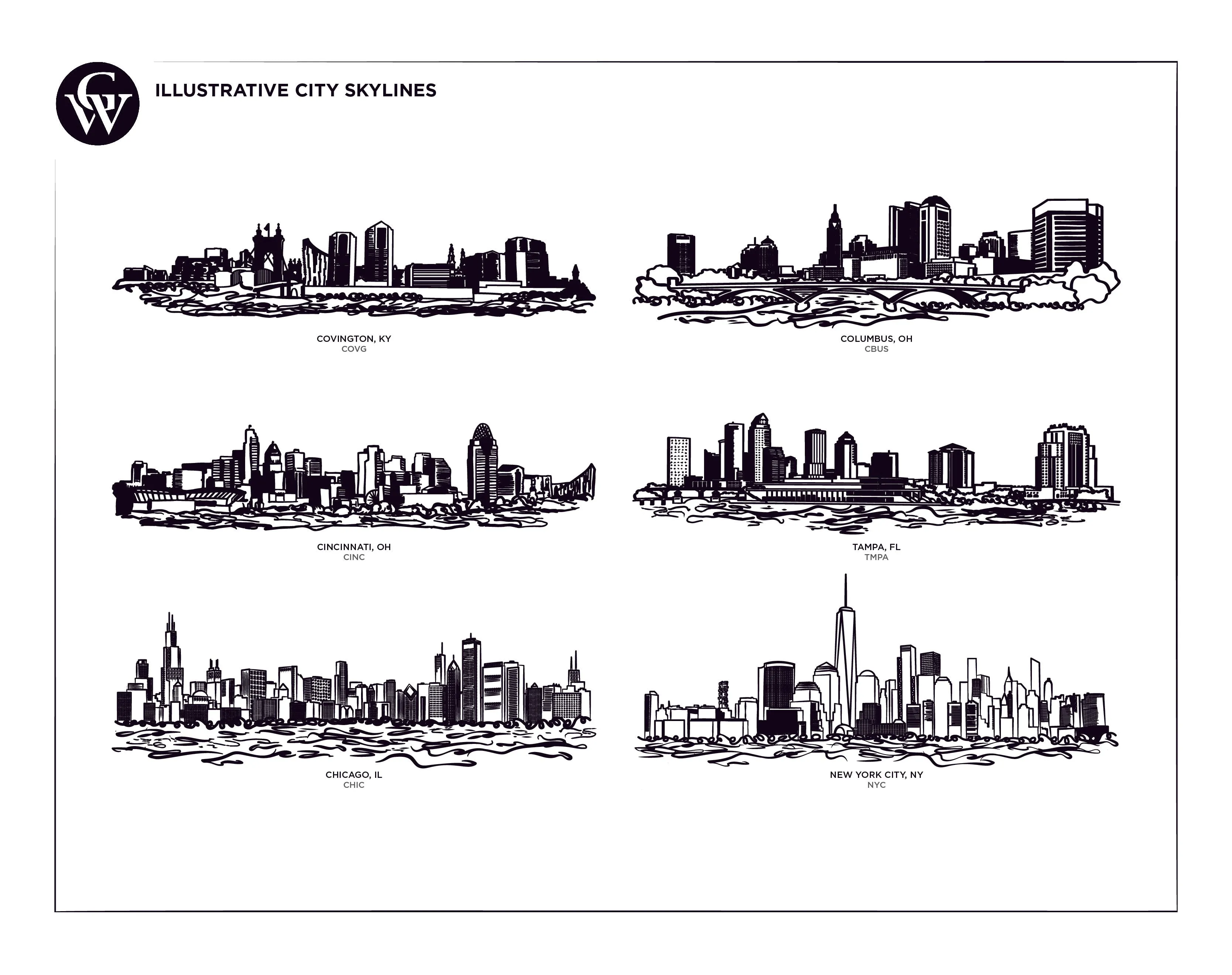 Hard Wood Illustrative Skyline with City Layered
