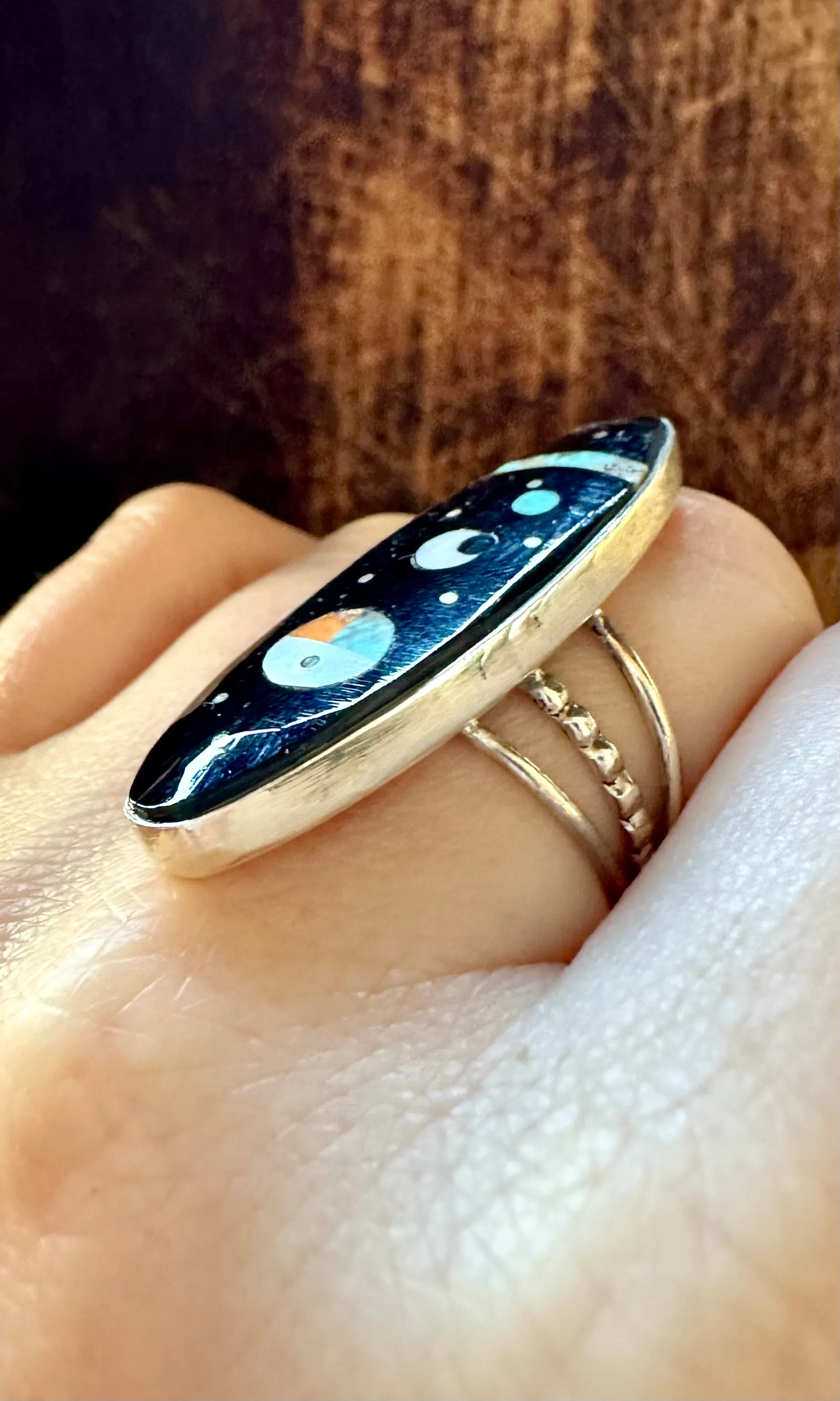 HAROLD SMITH Pueblo Night Sky Micro Inlay Ring • Size 6