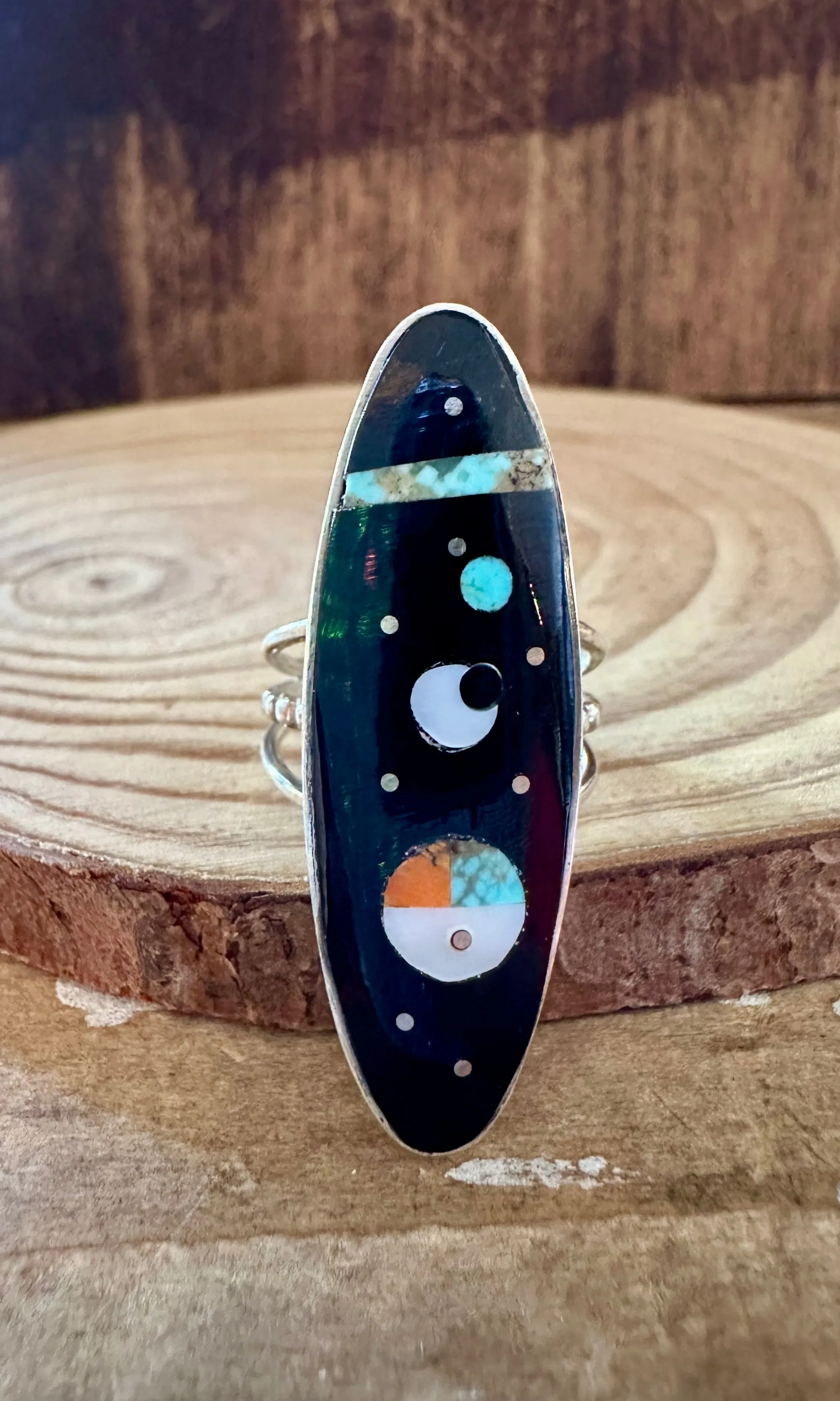 HAROLD SMITH Pueblo Night Sky Micro Inlay Ring • Size 6