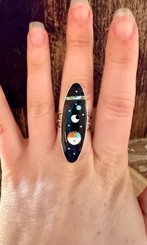 HAROLD SMITH Pueblo Night Sky Micro Inlay Ring • Size 6