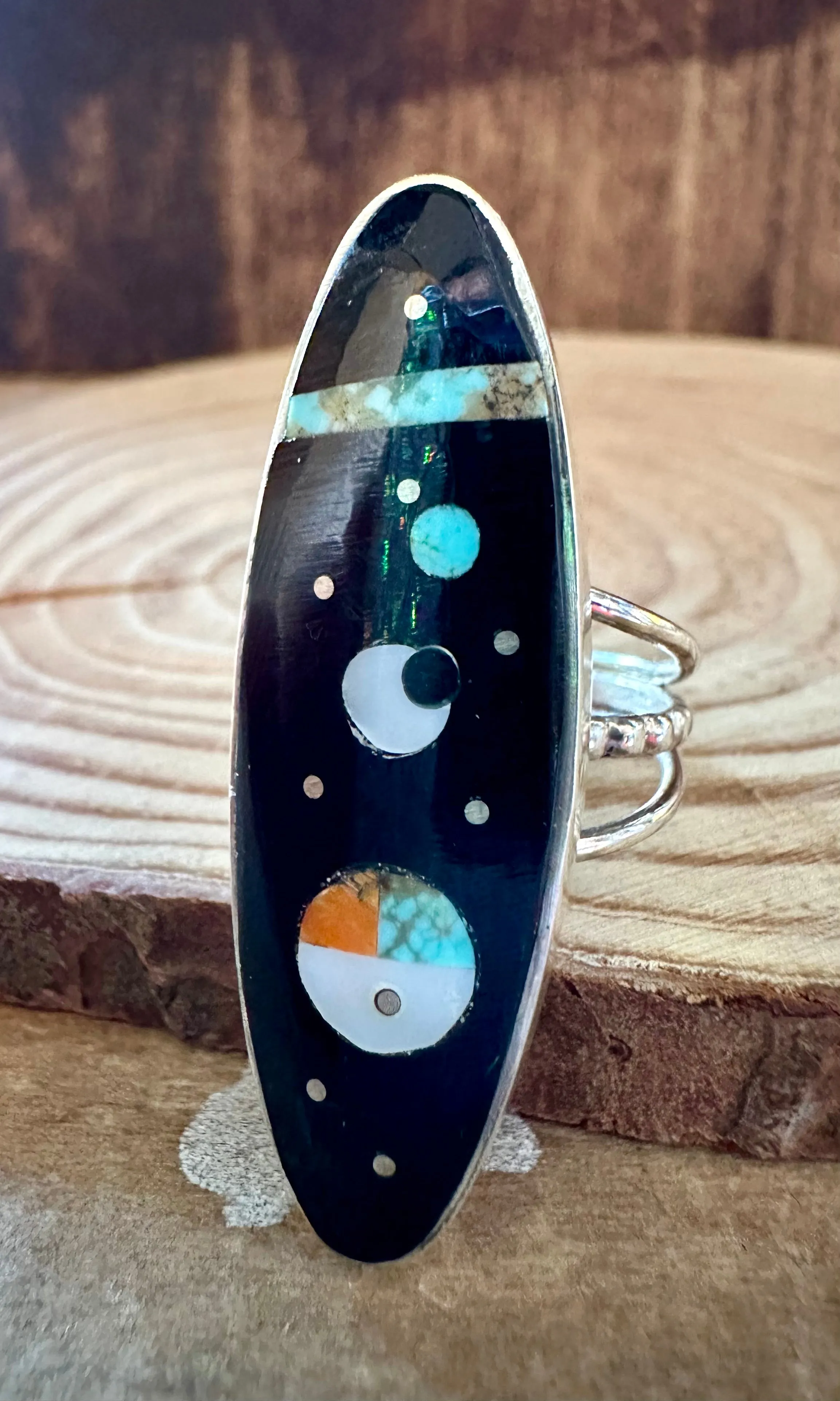 HAROLD SMITH Pueblo Night Sky Micro Inlay Ring • Size 6