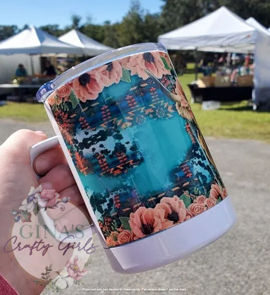 Highland Heifer Turquoise Western Camp Mug