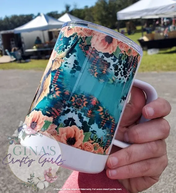 Highland Heifer Turquoise Western Camp Mug