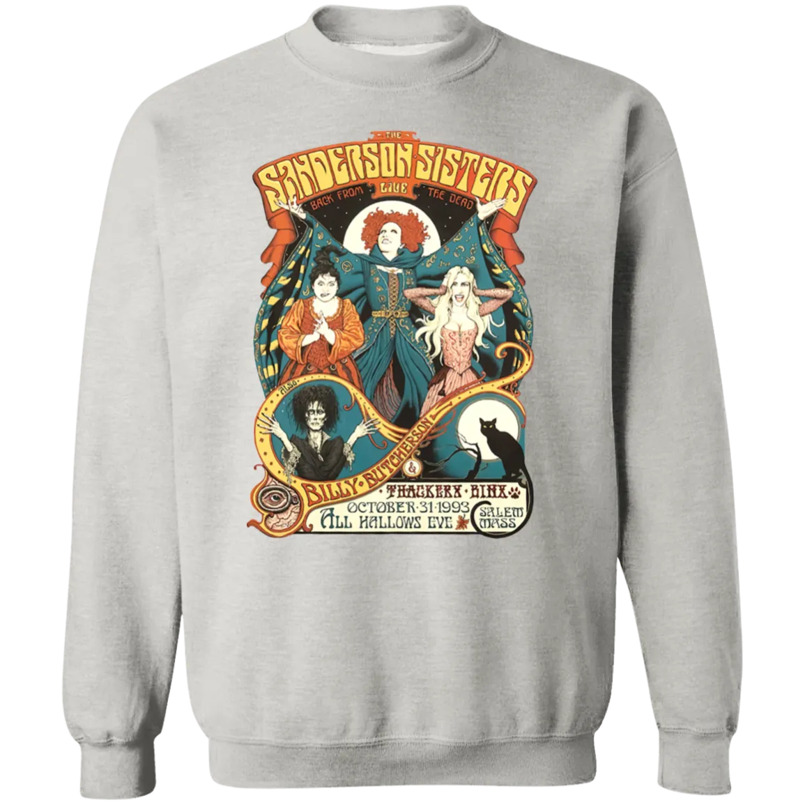 Hocus Pocus Bad Witches Gildan Crewneck Sweatshirt – A Retro Vibe for Halloween Lovers!