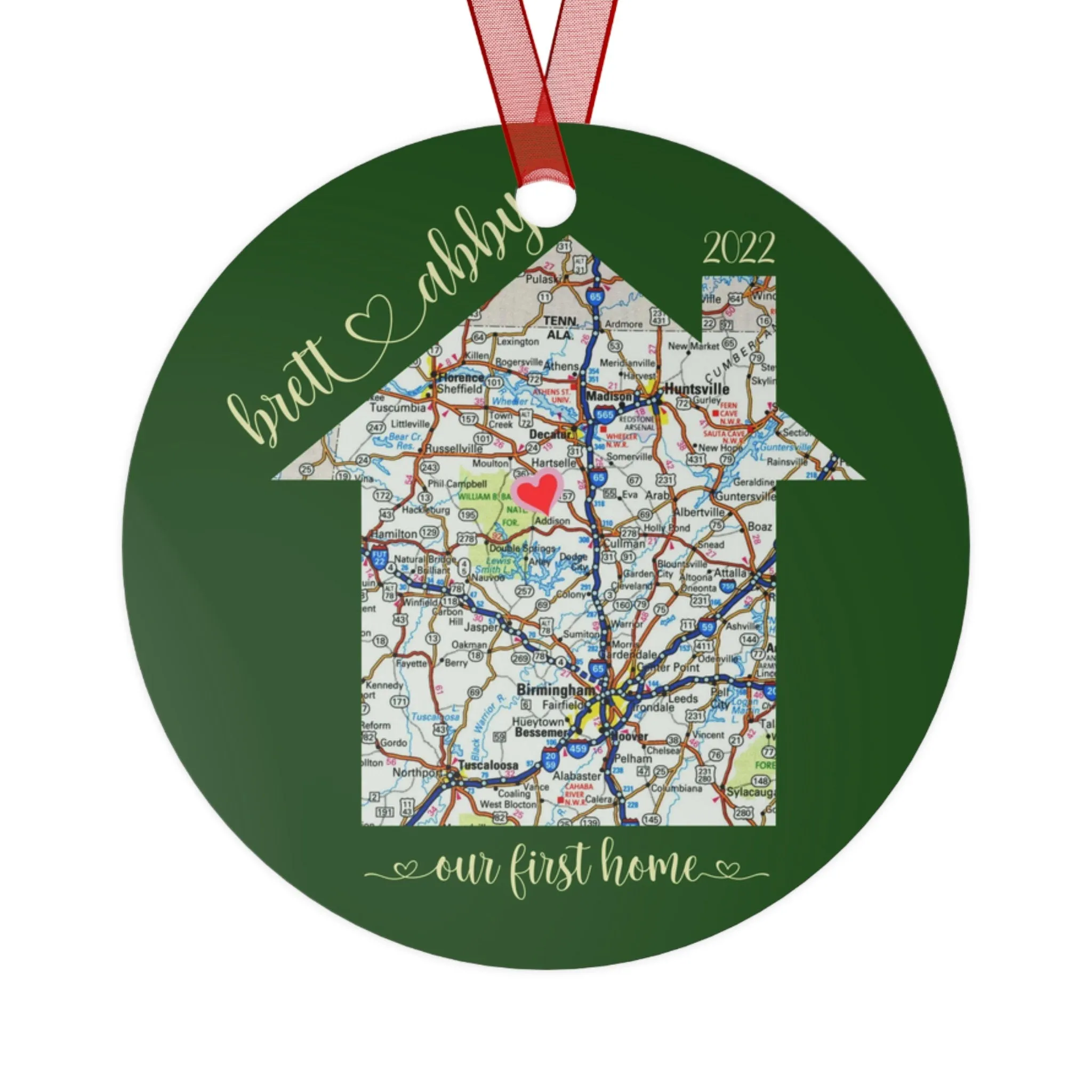 Home Sweet Home Christmas Ornament Personalized with your Map Location and Names