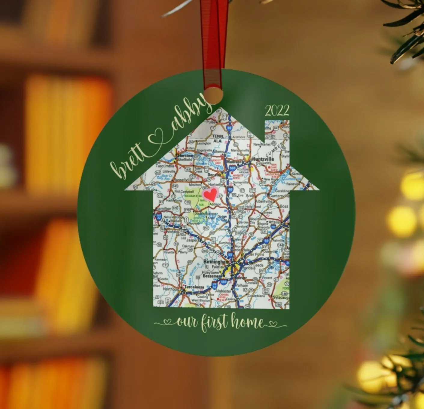 Home Sweet Home Christmas Ornament Personalized with your Map Location and Names