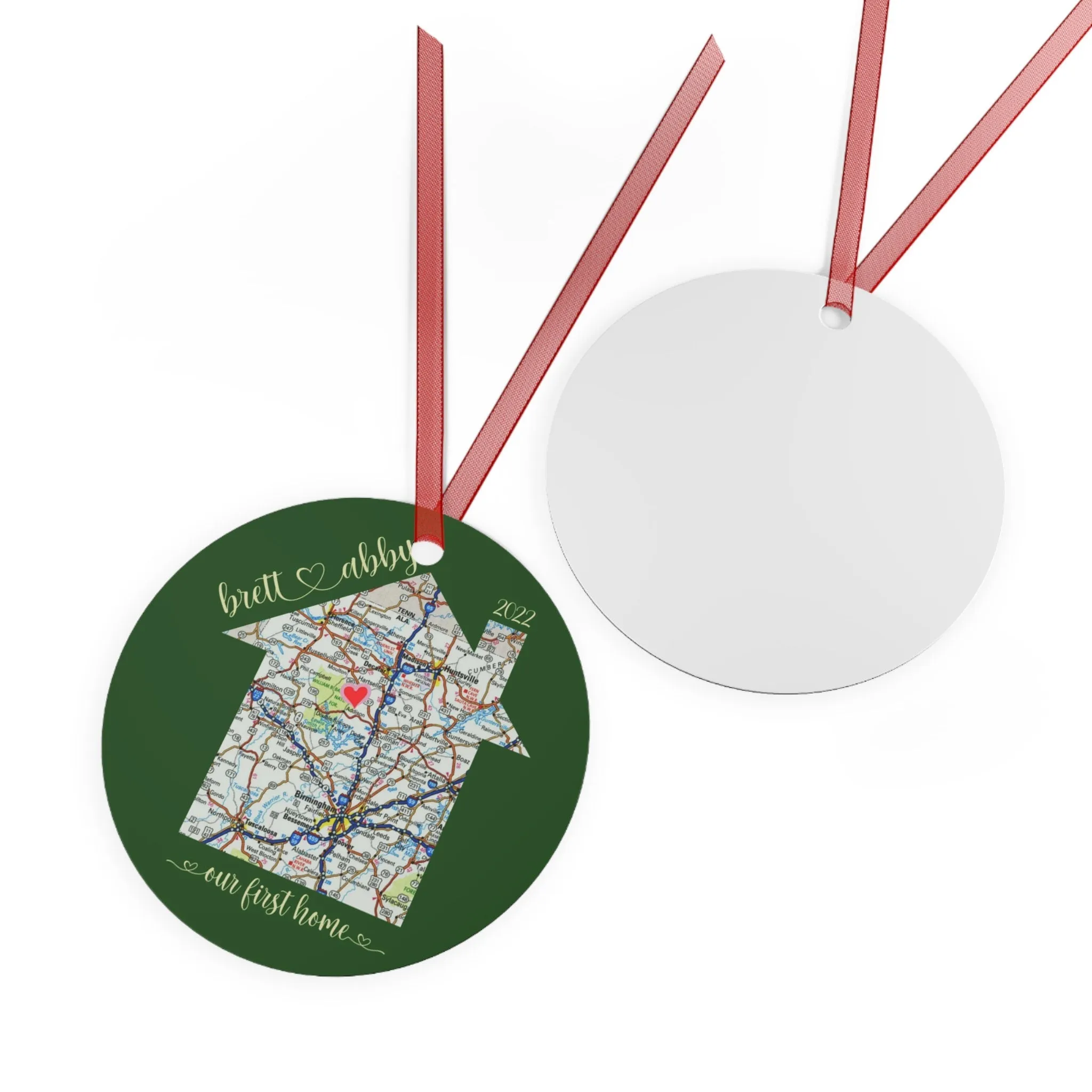 Home Sweet Home Christmas Ornament Personalized with your Map Location and Names