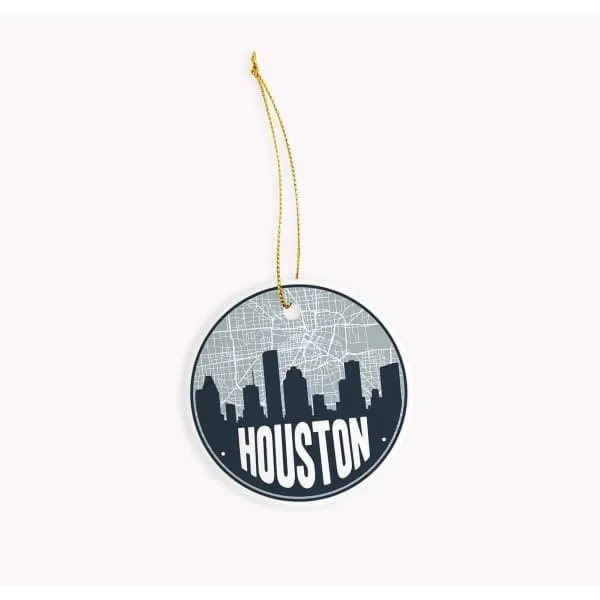 Houston, Texas road map and skyline