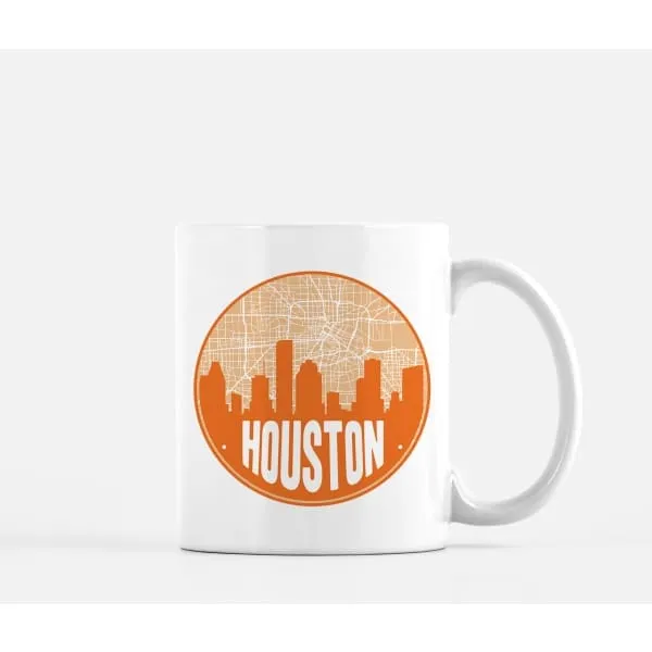 Houston, Texas road map and skyline