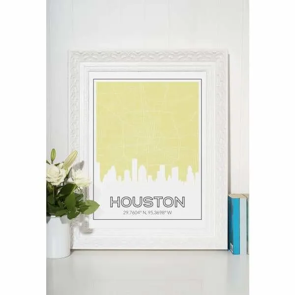 Houston, Texas road map and skyline