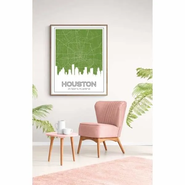 Houston, Texas road map and skyline
