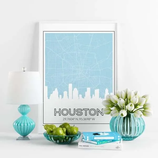 Houston, Texas road map and skyline