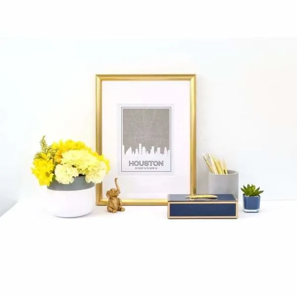 Houston, Texas road map and skyline