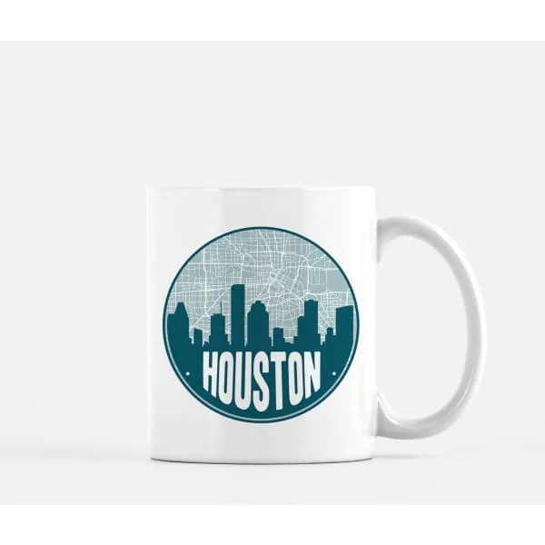 Houston, Texas road map and skyline