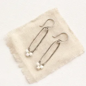 Howlite Forged Long Hoop Earrings