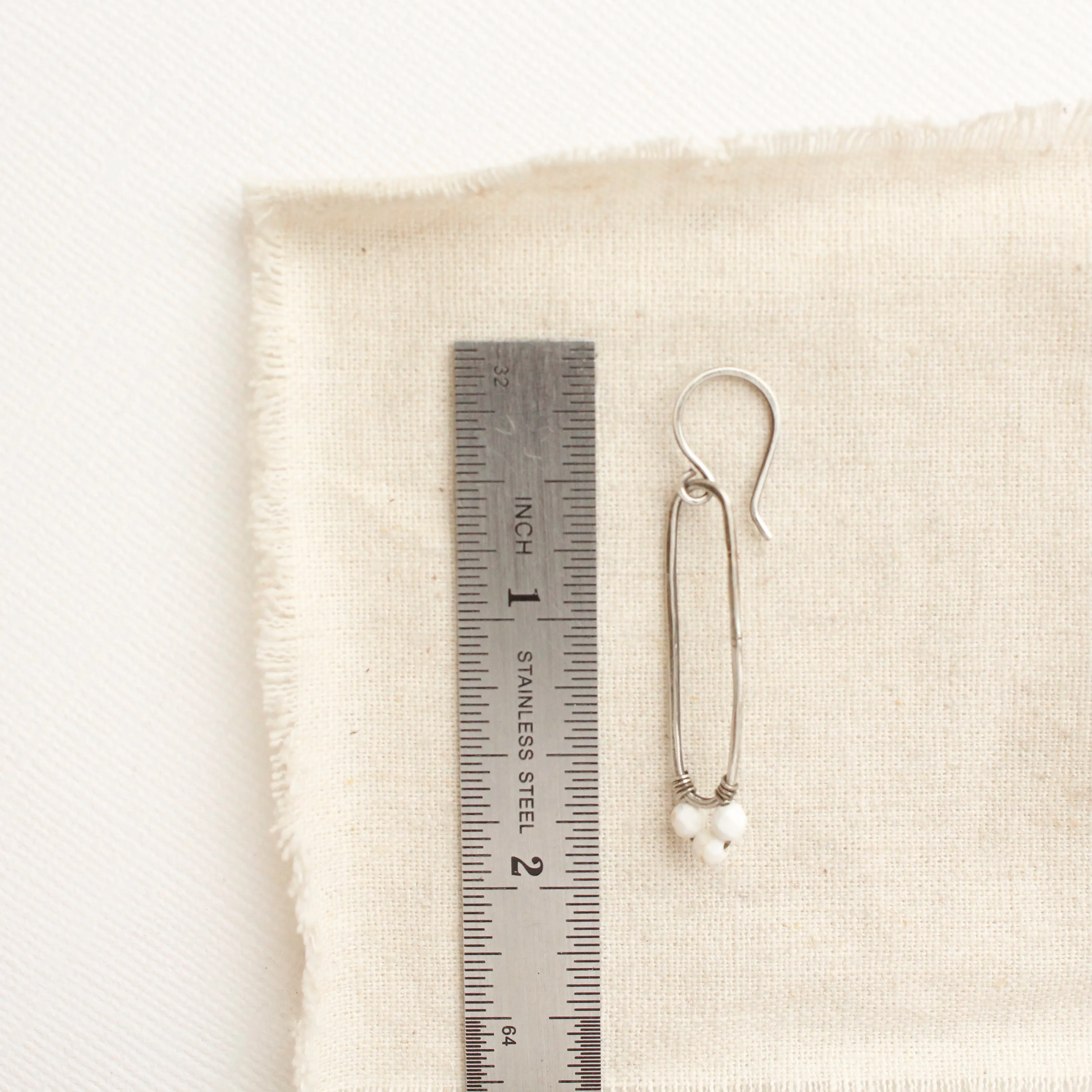 Howlite Forged Long Hoop Earrings
