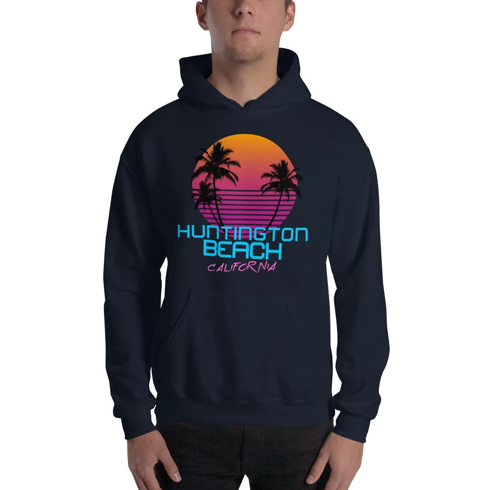 Huntington Beach California Retro 80's Hooded Sweatshirt