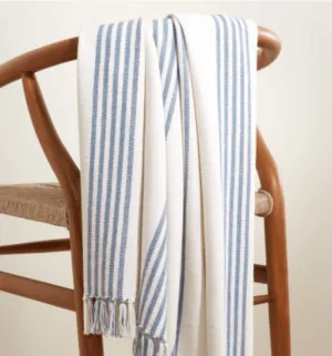 Ibiza French Blue Striped Throw