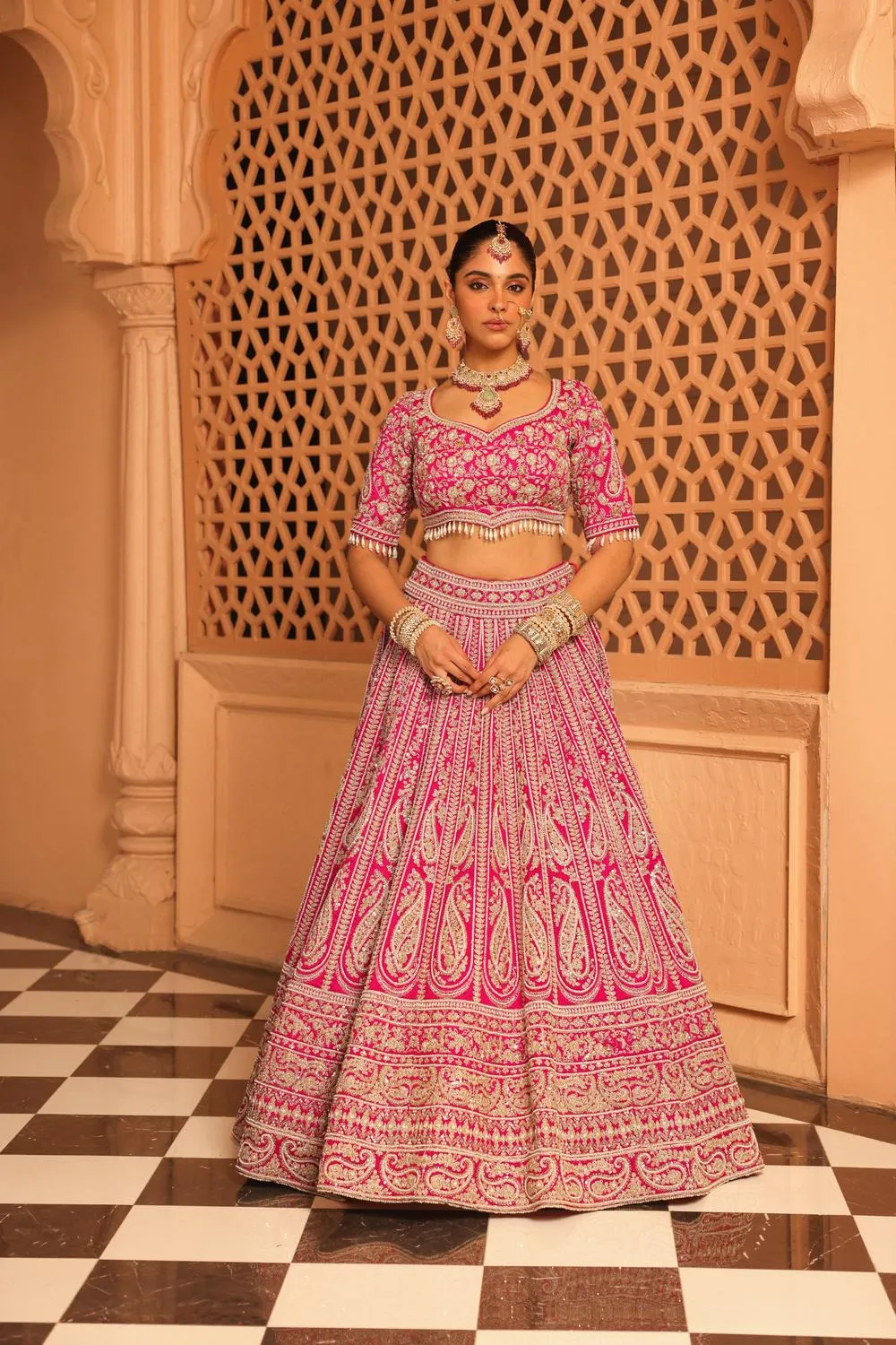 Inaya - Hotpink Lehenga With Blouse And Dupatta