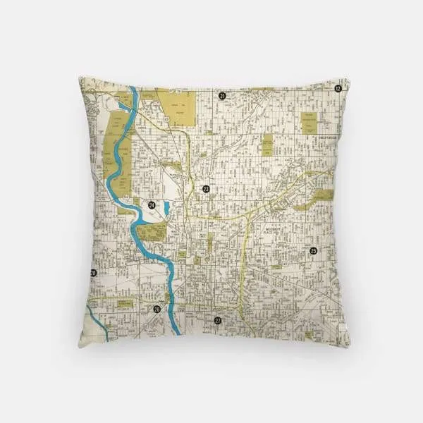 Indianapolis, Indiana city skyline with vintage Indianapolis map