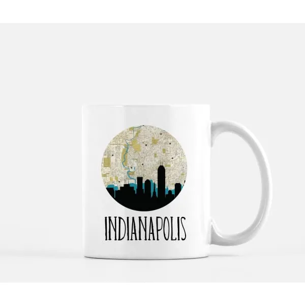 Indianapolis, Indiana city skyline with vintage Indianapolis map