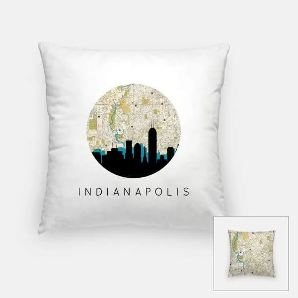 Indianapolis, Indiana city skyline with vintage Indianapolis map