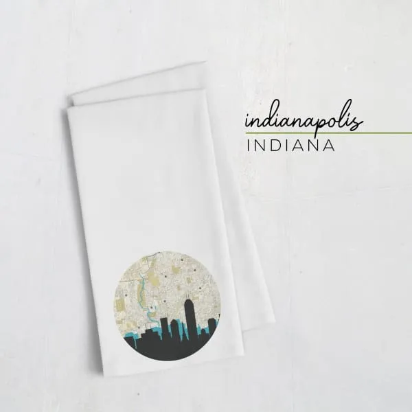 Indianapolis, Indiana city skyline with vintage Indianapolis map
