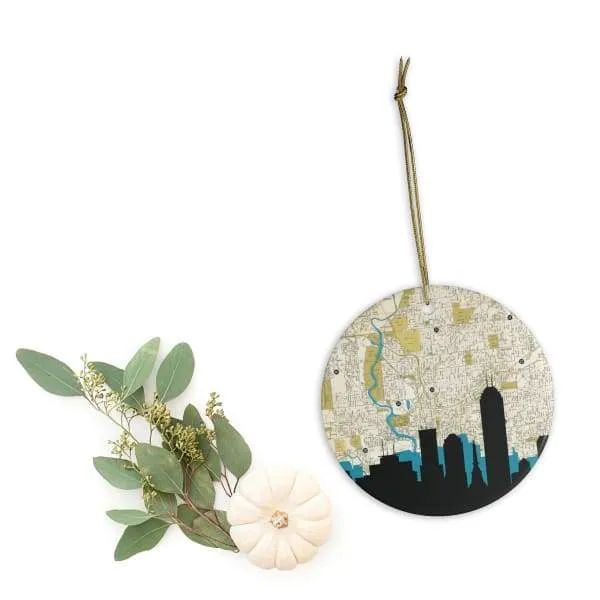 Indianapolis, Indiana city skyline with vintage Indianapolis map