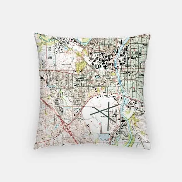 Iowa City, Iowa city skyline with vintage Iowa City map