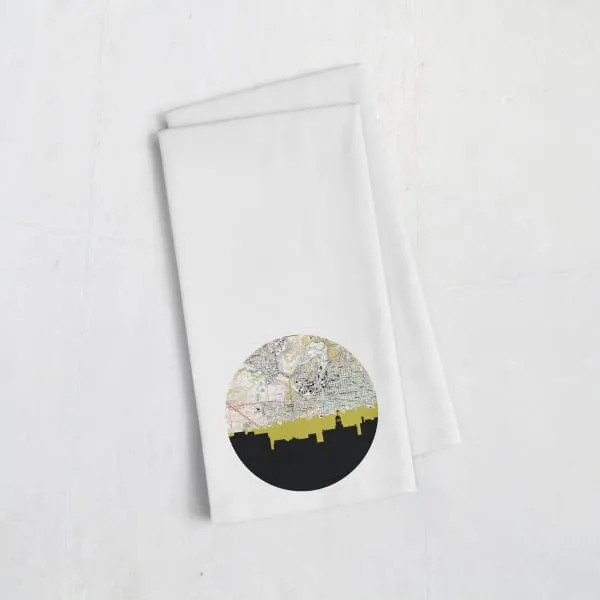 Iowa City, Iowa city skyline with vintage Iowa City map