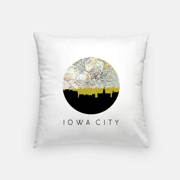 Iowa City, Iowa city skyline with vintage Iowa City map