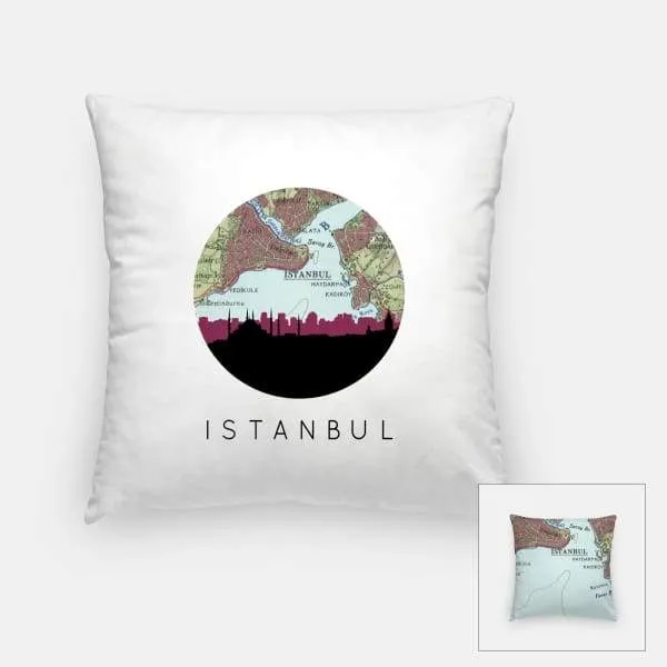 Istanbul city skyline with vintage Istanbul map