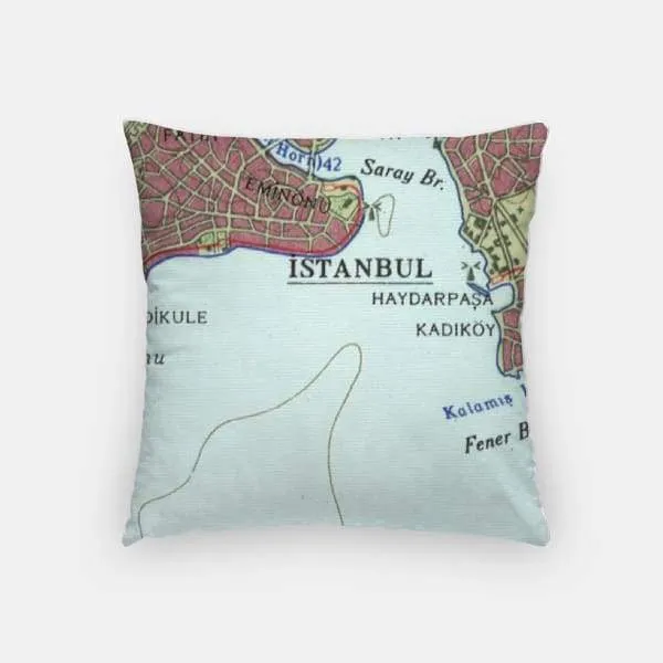 Istanbul city skyline with vintage Istanbul map