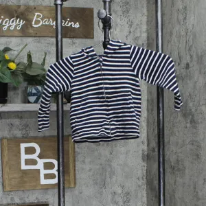 J. Crew Baby Infant Full Zip Striped French Terry Jacket Navy Blue 18 / 24M