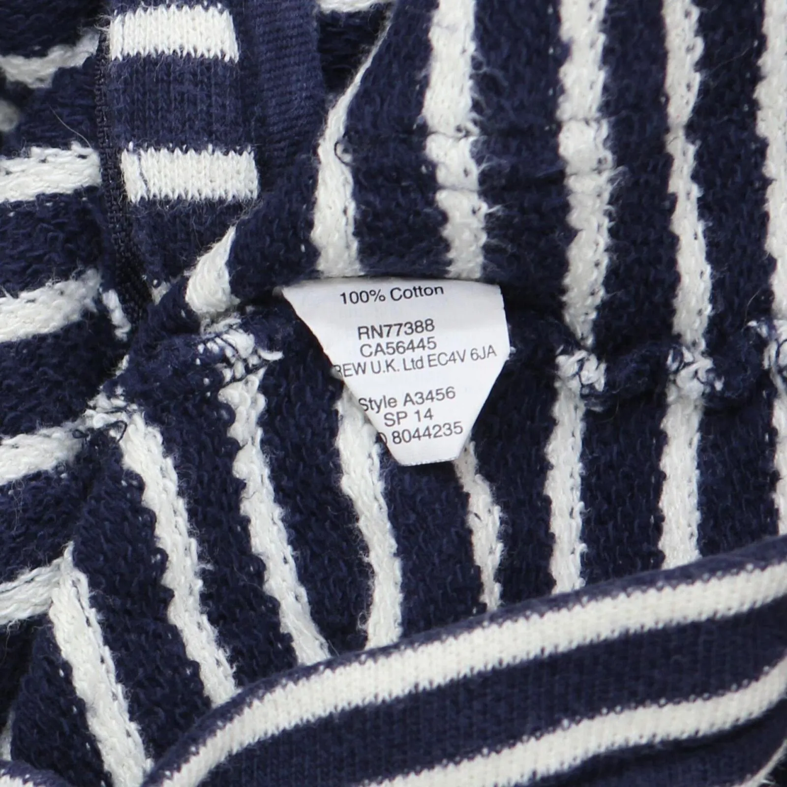 J. Crew Baby Infant Full Zip Striped French Terry Jacket Navy Blue 18 / 24M