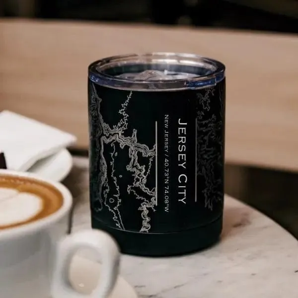 Jersey City - New Jersey Map Insulated Cup in Matte Black