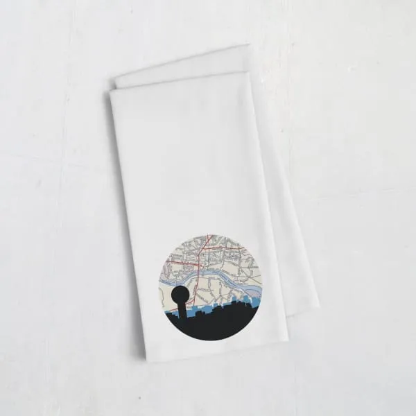 Knoxville, Tennessee city skyline with vintage Knoxville map