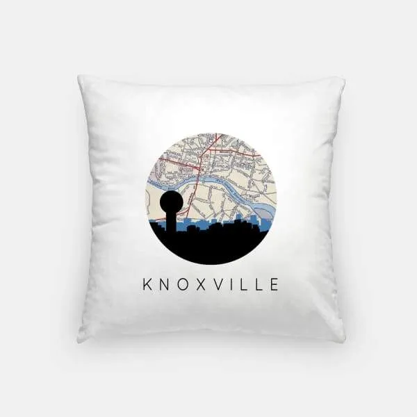 Knoxville, Tennessee city skyline with vintage Knoxville map