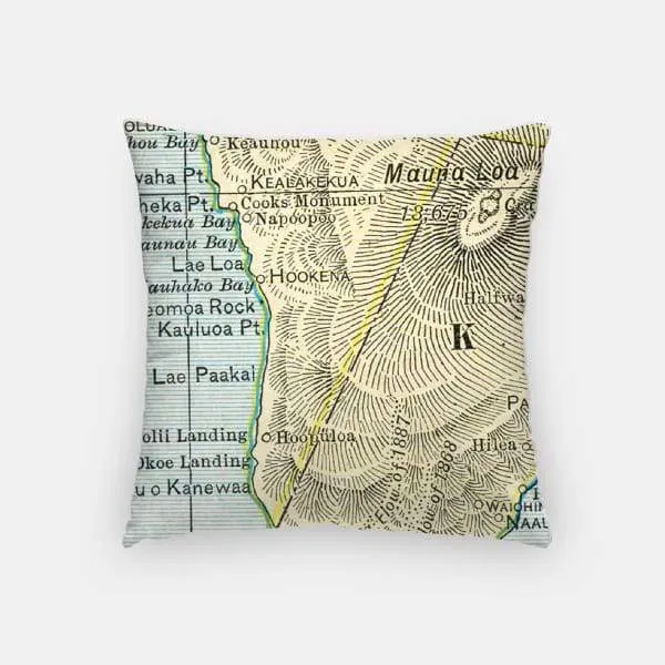 Kona, Hawaii city skyline with vintage Kona map