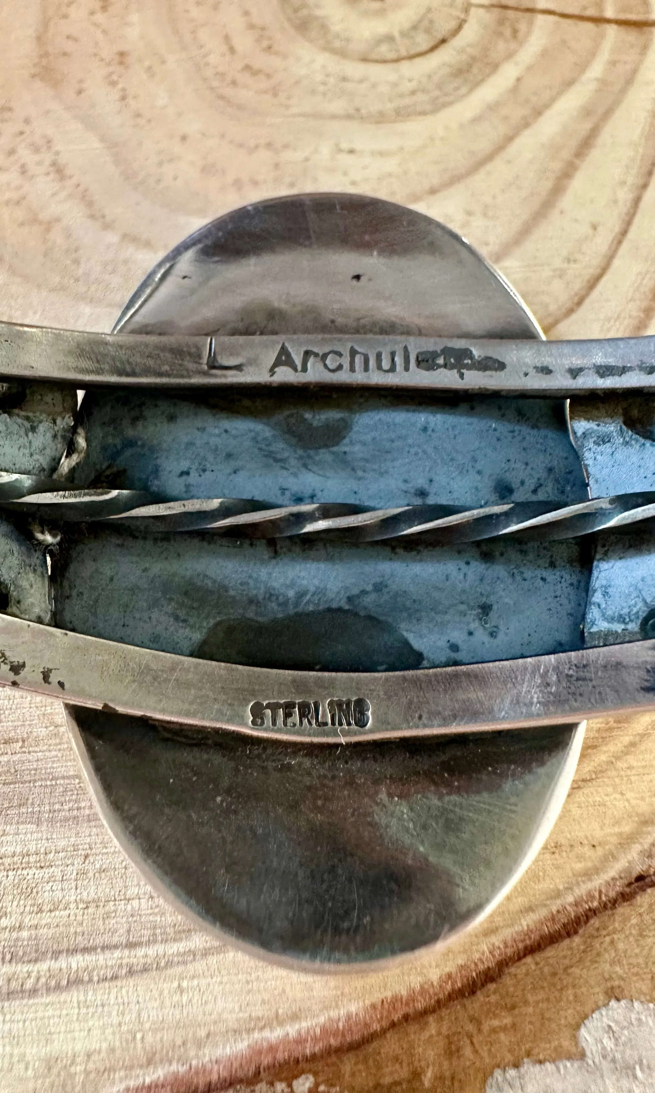 L. ARCHULELA TURQUOISE and Sterling Silver Moon Cuff • 38g