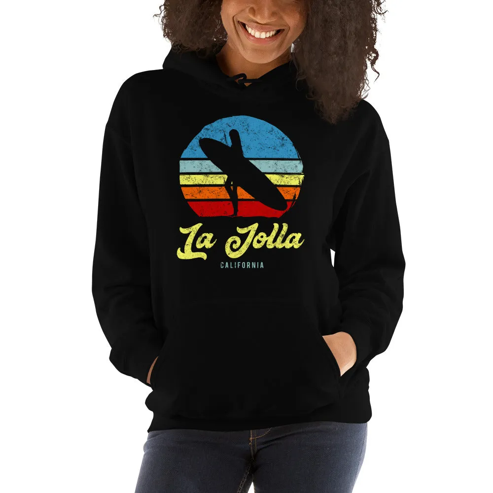 La Jolla California Retro Surfer Girl Hoodie
