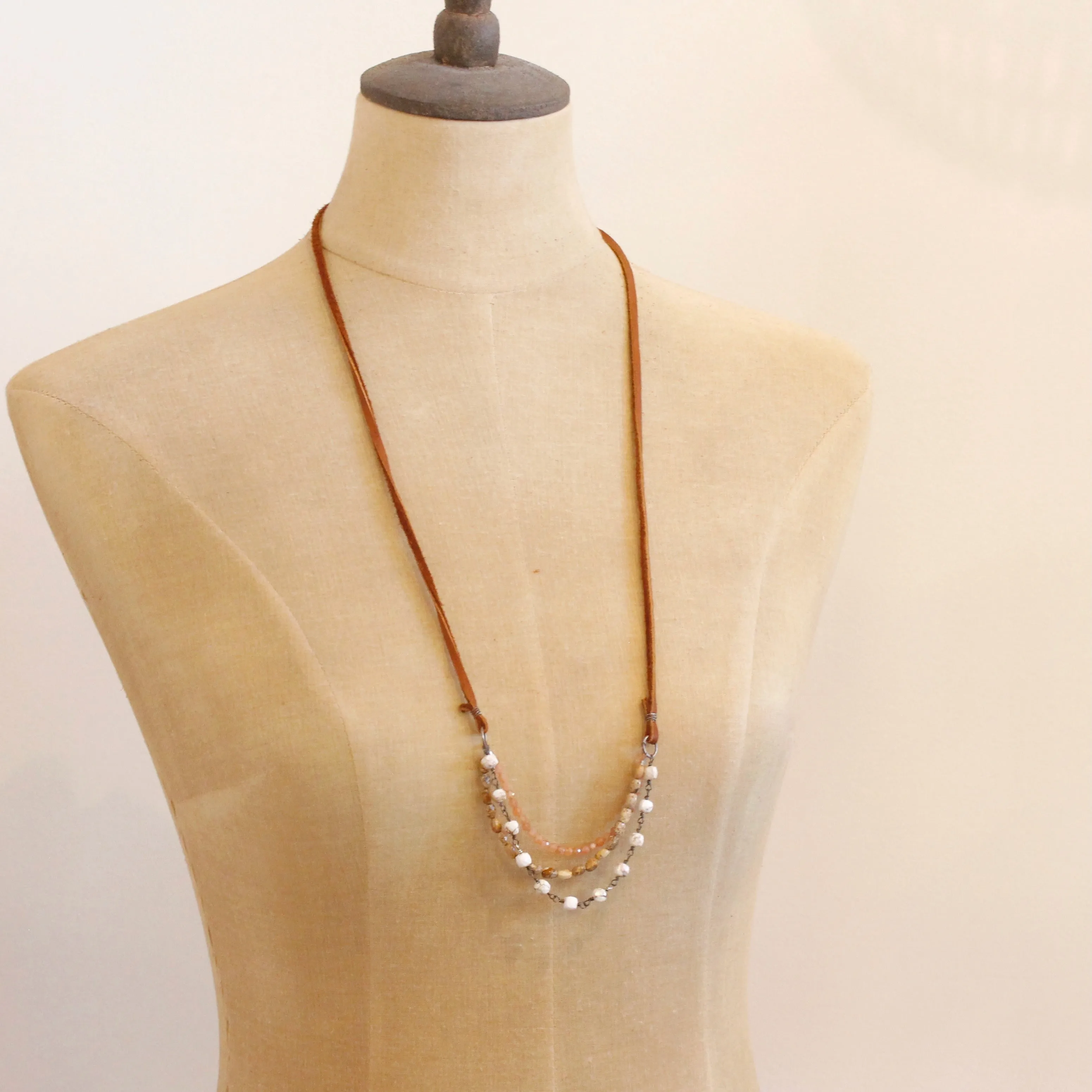 Layered Desert Leather Necklace