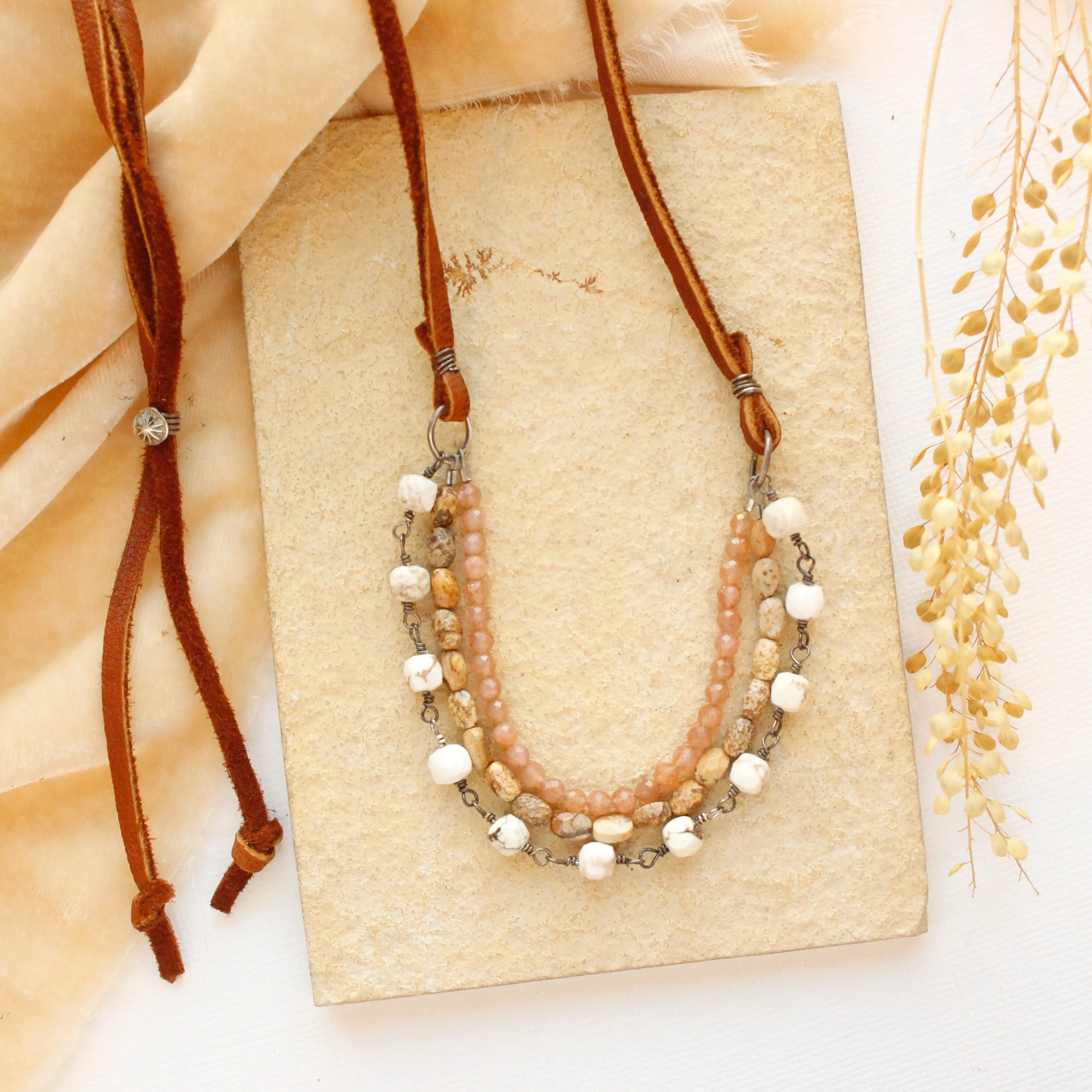 Layered Desert Leather Necklace
